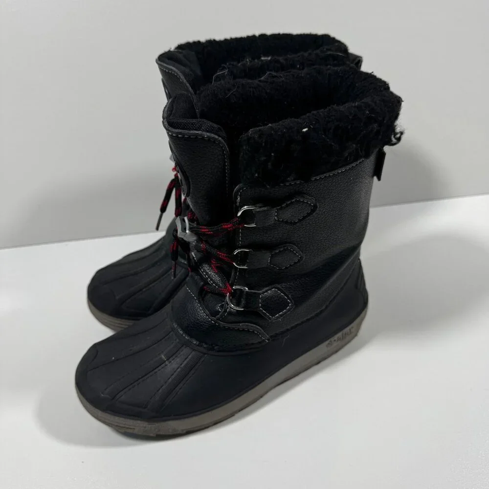 Pajar Waterproof Winter Snow Boots Black Faux Fur Lace-Up Boys Girls 3Y Outdoor